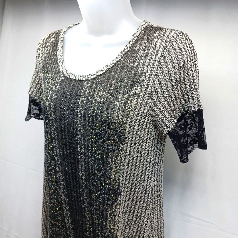 Vocal USA Rayon Blend Knit Tunic/ Dress with Bead Embellished Front Small. - Picture 4 of 12